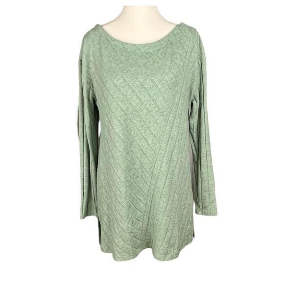 MAEVE ANTHROPOLOGIE Tunic Top Sage Green Long Sleeve Diamond Casual Comfortable - Picture 1 of 8